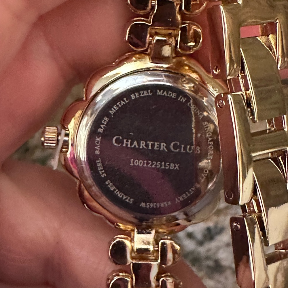Charter Club Gold Clear Rhinestone Watch - Picture 8 of 14